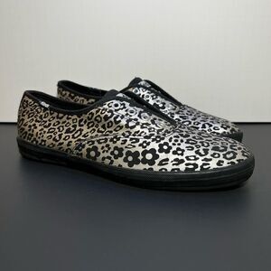 Womens KEDS Flower & Animal Print Silver Laceless Low Top Sneakers / Size 6.5